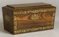 Georgianstyle Rosewood and Brass Inlaid Sarcophagus Tea Caddy