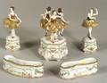 Nine Piece Capo Di Montetype Parcel Gilt Porcelain Table Decoration