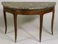 Louis XV Beechwood and Marbletop Demilune Side Table