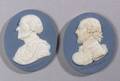 Two Wedgwood and Bentley Solid Blue Jasper Oval Portrait Medallions