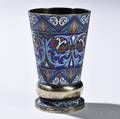 Russian 916 Silver and Cloisonnenameled Beaker