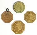 Four California 14 dollar gold coins