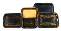 Five tole decorated trays