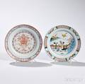 Two Tinglazed Earthenware Plates
