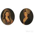 British School Late 18th Century Pair of Bust Portrait Studies of Young Women