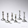 Three Pairs of Pewter Candlesticks