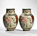Pair of Sarreguemines Japonesquestyle Earthenware Vases