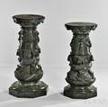 Two Green Marble Pedestals