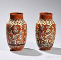 Pair of Sarreguemines Earthenware Thistle Vases