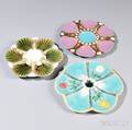 Three Majolica Oyster Plates