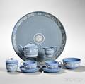 Wedgwood Solid Light Blue Jasper Tea Set with Tray