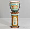 Wedgwood Majolica Jardiniere on Pedestal Base