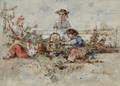 mile Lessore French 18051876 Children at Leisure in a Vineyard