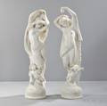 Professor Chiurazzi Italian Late 19thEarly 20th Century Pair of Marble Female Figures Depicting Day and Night