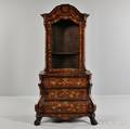 Diminutive Dutch Marquetry Fruitwood Bureau Bookcase