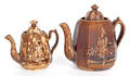 Two Rockingham glaze teapots 19th c