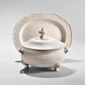 White Saltglazed Stoneware Tureen Cover and Underdish