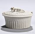 White Saltglazed Stoneware Butter Tub and Cover