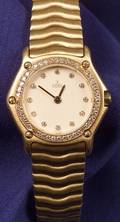 Ladys 18kt Gold and Diamond Wristwatch Ebel Sport Classic