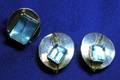Contemporary 14kt Gold Sterling Silver and Blue Topaz Ring and Earclips V Ferrini