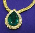 18kt Gold Emerald and Diamond Pendant Necklace