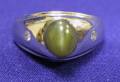 Gentlemans 14kt White Gold and Catseye Chrysoberyl Ring