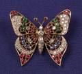 18kt Gold Diamond Ruby Sapphire and Emerald Brooch