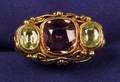 Arts  Crafts Pink Tourmaline and Green Chrysoberyl Ring