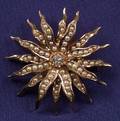 Antique Seed Pearl and Diamond Starburst Pin
