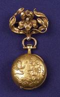 Art Nouveau 18kt Gold Open Face Lapel Watch