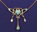 Art Nouveau Enamel and Turquoise Pendant Lavaliere Krementz  Co
