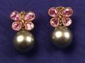 18kt Gold Pink Sapphire and Tahitian Pearl Earpendants