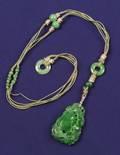 Art Deco Platinum Jadeite Diamond Pendant Necklace