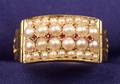 Antique 18kt Gold Ruby and Seed Pearl Ring John Brogden
