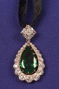 18kt Gold Emerald and Diamond Pendant