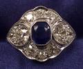 Art Deco Platinum Sapphire and Diamond Ring