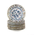 Meissen blue onion porcelain dinner plates