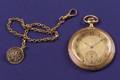 Art Deco 14kt Gold Open Face Pocket Watch and Chain