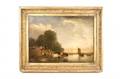 English 19th C Figural Landscape at Waters Edge