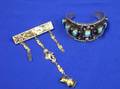 Southwestern Silver and Turquoise Cuff Bracelet and Victorian Goldtone and Enamel Bar Pin