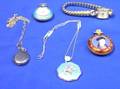 Womans Hamilton Wristwatch Niello Locket and Three Enameled Watches