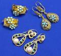 Three Pairs of Gold and Turquoise Earrings