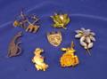 Six MidCentury Costume Whimsical Animal and Foliate Pins