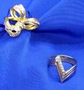 14kt Tricolor Gold and Diamond Ring and an 18kt Gold and Diamond Bow Ring