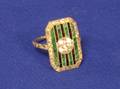 Art Deco Diamond Emerald and Sapphire Ring