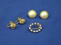 Mabe Pearl Earrings Gold Knot Earrings and a Diamond Pin