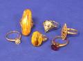 Six Assorted Gold Rings with Precious and Semiprecious Stones