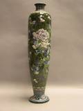 Japanese Satsuma Enamel Chrysanthemum Decorated Tall Ceramic Vase