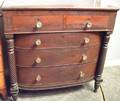 Classical Carved Mahogany and Mahogany Veneer Bowfront Bureau