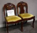 Set of Five Empire Upholstered Carved Mahogany and Mahogany Veneer Side Chairs